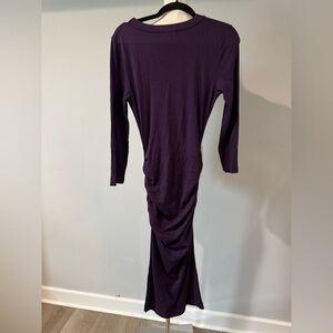 Michael Stars Purple Ruched Dolman Sleeve Sweater Dress
